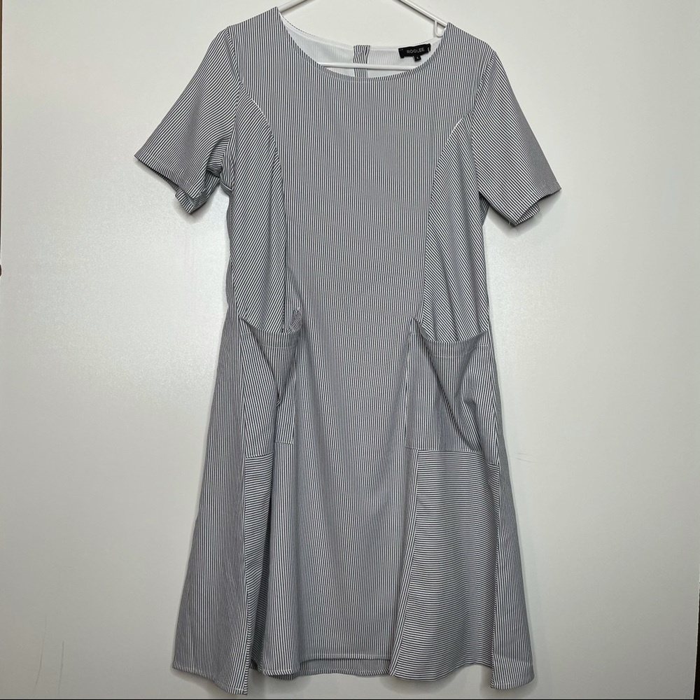 Roolee Grey White Stripe Nursing Friendly Dress